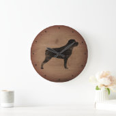Rottweiler Silhouette Rustikal Große Wanduhr (Zuhause)