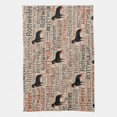 Rottweiler Silhouette und Wortkunstmuster Küchentuch (Vertikal)