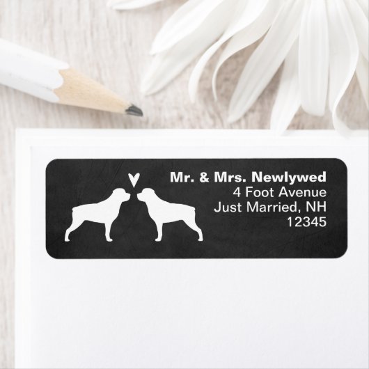 Rottweiler Silhouetten Liebe Rücksendeadressen-Auf (Insitu)