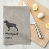 Rottweiler Silhouetten mit Herzen und Text Handtuch (Viertel Falte)