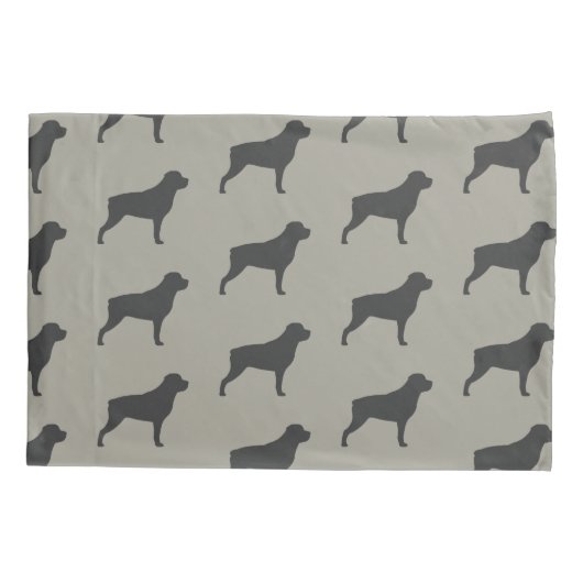 Rottweiler Silhouetten Pattern Grau Kissenbezug (Rückseite)