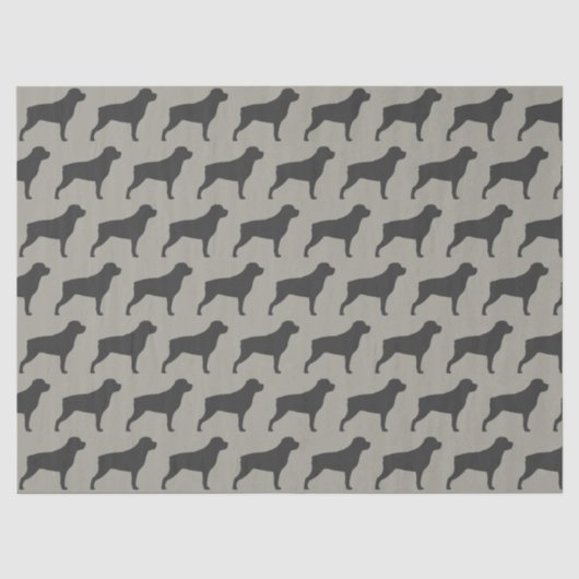 Rottweiler Silhouetten Pattern Grau Seidenpapier (Vorderseite)