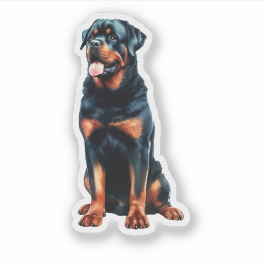 Rottweiler Sitzen Aufkleber (Vorderseite)