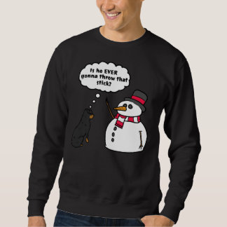 Rottweiler Snowman Stick Arm Weihnachten Sweatshirt