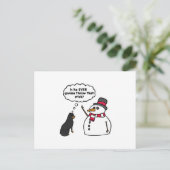 Rottweiler Snowman Weihnachten Postkarte (Stehend Vorderseite)