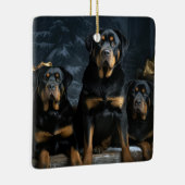 Rottweiler Snowy Sleigh Weihnachtsdekor Keramikornament (Rechts)