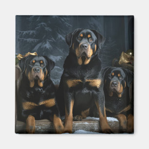 Rottweiler Snowy Sleigh Weihnachtsdekor Magnet