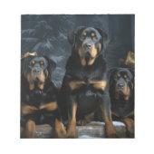 Rottweiler Snowy Sleigh Weihnachtsdekor Notizblock (Vorderseite)