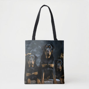 Rottweiler Snowy Sleigh Weihnachtsdekor Tasche
