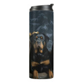 Rottweiler Snowy Sleigh Weihnachtsdekor Thermosbecher (Nach links gedreht)