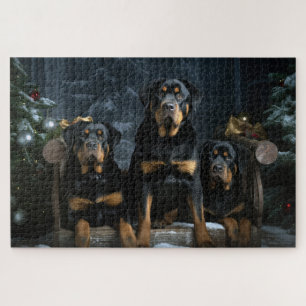 Rottweiler Snowy Sleigh Weihnachtsdekoration  Puzzle