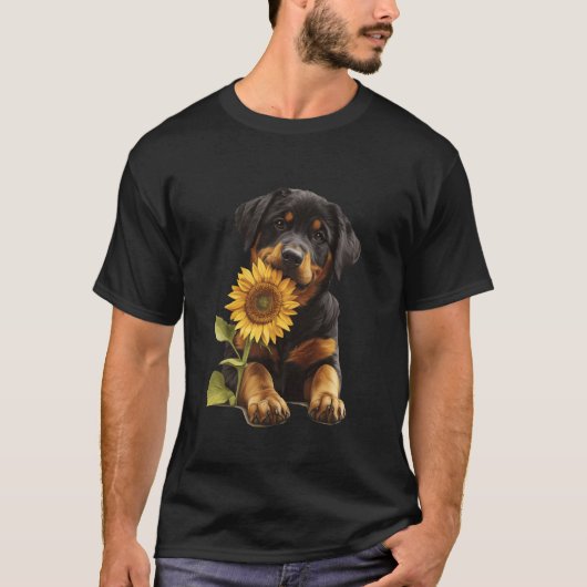 Rottweiler Sonnenblume T-Shirt (Vorderseite)