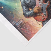 Rottweiler spielt Gitarre auf Bühne - Seidenpapier (Ausschnitt)