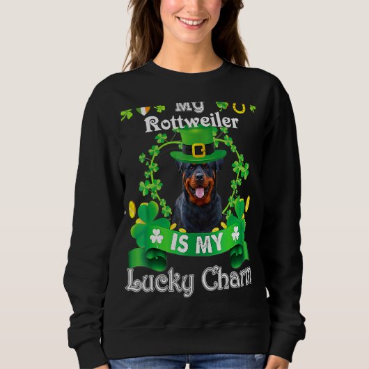 Rottweiler St Patrick S Day Irish Funny Dog Lover Sweatshirt (Vorderseite)