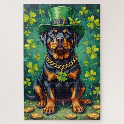 Rottweiler St. Patrick's Day Glückshund Puzzle (Vertikal)
