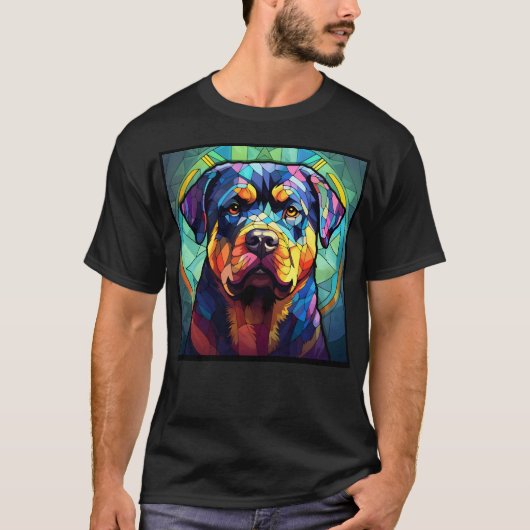 Rottweiler Stainglas Basic Dark T - Shirt (Vorderseite)