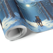 Rottweiler Starry Forest Hike Christmas Painting Geschenkpapier (Rolleneckpunkt)