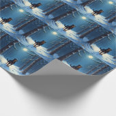 Rottweiler Starry Forest Hike Christmas Painting Geschenkpapier (Ecke)