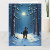 Rottweiler Starry Forest Hike Christmas Painting Karte (Vorderseite)