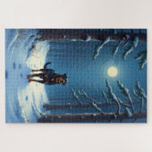 Rottweiler Starry Forest Hike Christmas Painting Puzzle (Horizontal)