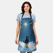 Rottweiler Sternenwald Wanderung Weihnachtsmalerei Schürze (Getragen)