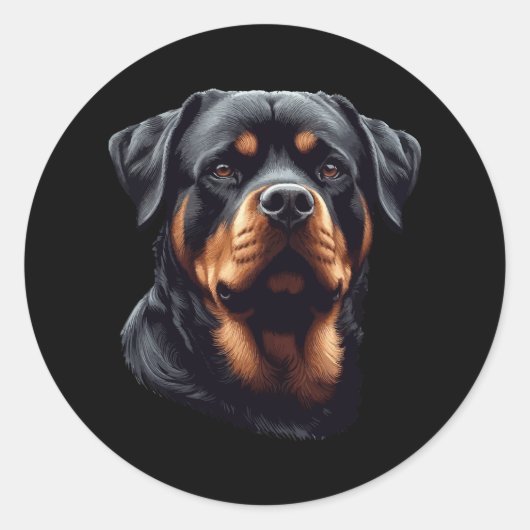 Rottweiler Stunning Dog Head Art  Runder Aufkleber (Vorderseite)