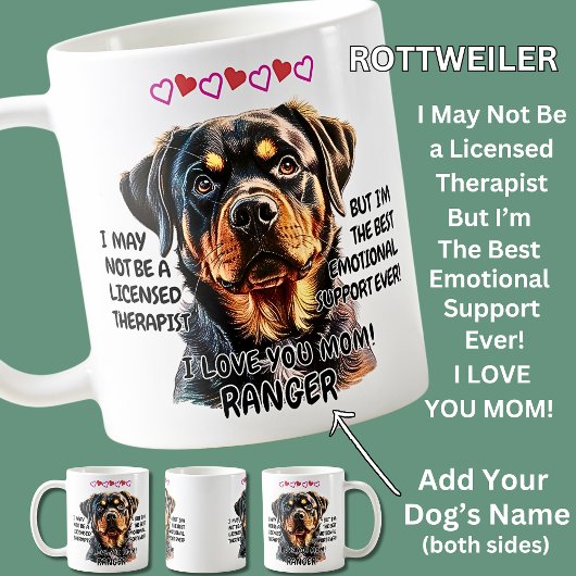 Rottweiler-Tasse, Dog hinzufügen, Text ändern Kaffeetasse