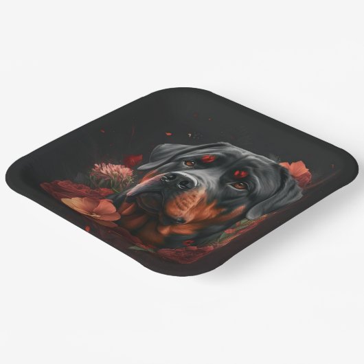 Rottweiler-Teller Pappteller (Gewinkelt)