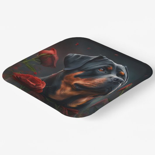 Rottweiler-Teller Pappteller (Gewinkelt)