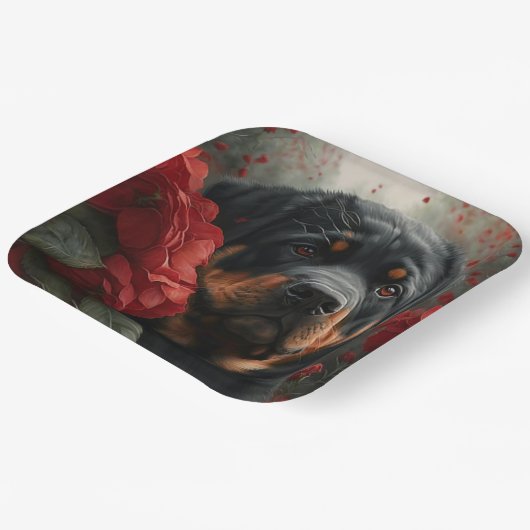 Rottweiler-Teller Pappteller (Gewinkelt)