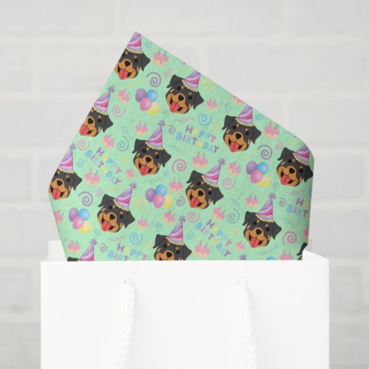 Rottweiler Tissue Paper in Green Seidenpapier (Geschenk Tasche)