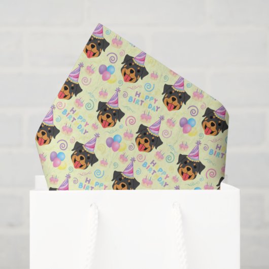 Rottweiler Tissue Paper in Yellow Seidenpapier (Geschenk Tasche)