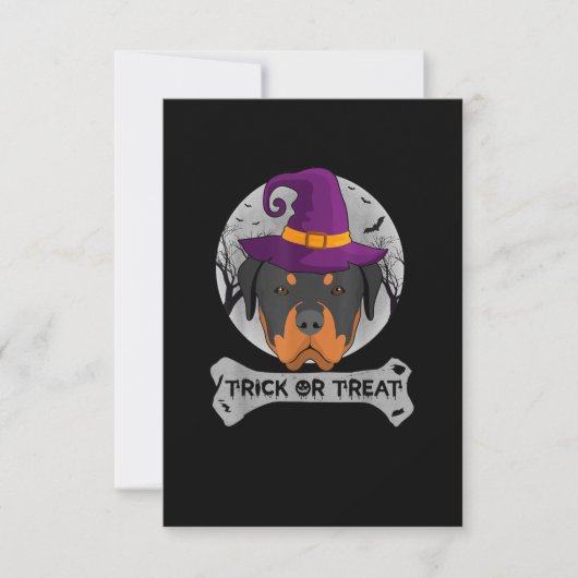 Rottweiler Trick oder Treat Funny Dog RSVP Karte (Vorderseite)