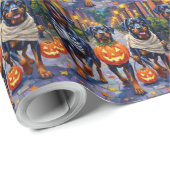 Rottweiler Trick-or-Treating In Halloween Costumes Geschenkpapier (Rolleneckpunkt)