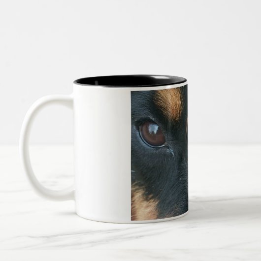Rottweiler u. Salamander-Tasse Zweifarbige Tasse (Links)