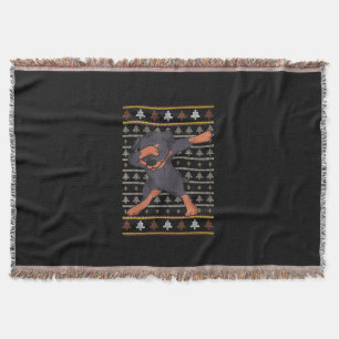 Rottweiler Ugly Sweater Christmas Dog Dab Dance Decke