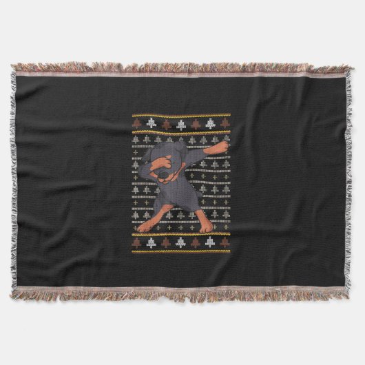Rottweiler Ugly Sweater Christmas Dog Dab Dance Decke (Vorderseite)