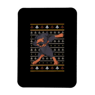Rottweiler Ugly Sweater Christmas Dog Dab Dance Magnet
