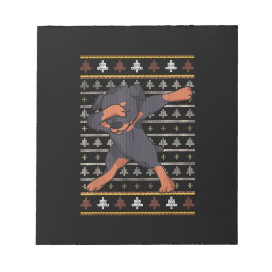 Rottweiler Ugly Sweater Christmas Dog Dab Dance Notizblock (Vorderseite)