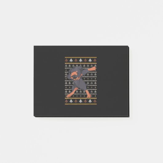 Rottweiler Ugly Sweater Christmas Dog Dab Dance Post-it Klebezettel (Vorderseite)