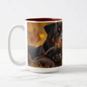 Rottweiler und Jungtiere Zweifarbige Tasse (Links)