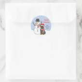 Rottweiler und Snowman Runder Aufkleber (Tasche)