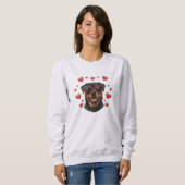 Rottweiler Valentins-Ölgemälde Hundeporträt Sweatshirt (Vorne ganz)