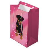 Rottweiler Valentinstag Mittlere Geschenktüte (Vorderseite Schrägansicht)