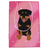 Rottweiler Valentinstag Mittlere Geschenktüte (Vorderseite)