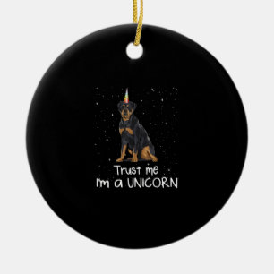 Rottweiler vertraue mir im a Einhornhund Keramik Ornament