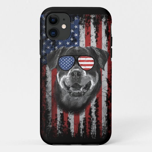 Rottweiler-Vintage amerikanische Flagge Case-Mate iPhone Hülle (Rückseite)