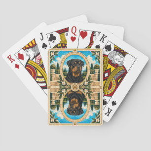 Rottweiler, Vintage-Wasserfarben-Hundekunst Spielkarten