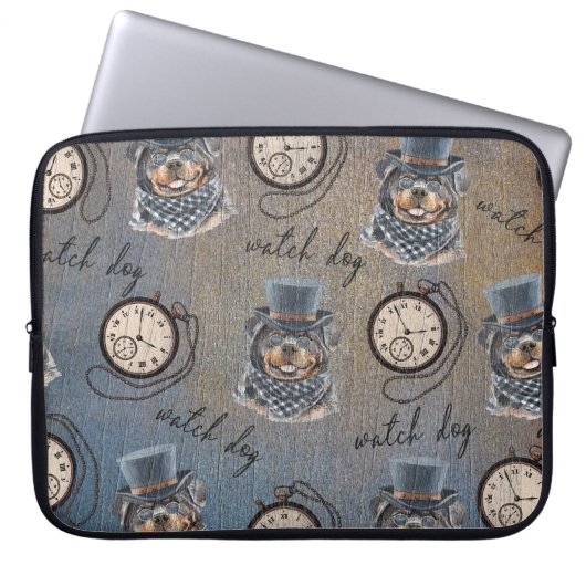Rottweiler Wachhund Steampunk Art Laptopschutzhülle (Vorderseite)