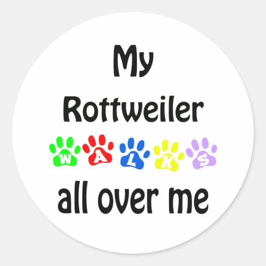 Rottweiler Walks Design Runder Aufkleber (Vorderseite)
